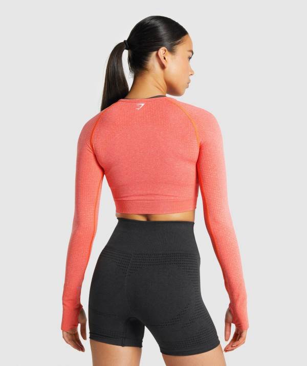 Damske Crop Top Gymshark Vital Seamless 2.0 Long Sleeve Oranžové | BA8947236